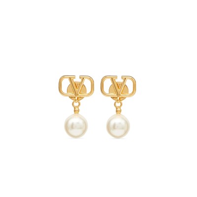 VALENTINO GARAVANI VLOGO SIGNATURE BEADED PENDANT EARRINGS 